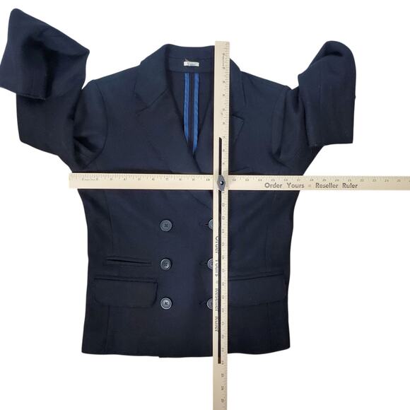 J CREW Boiled Wool Double Breasted Blazer Size 2 Black Surgeons Cuffs Womens - Picture 13 of 15